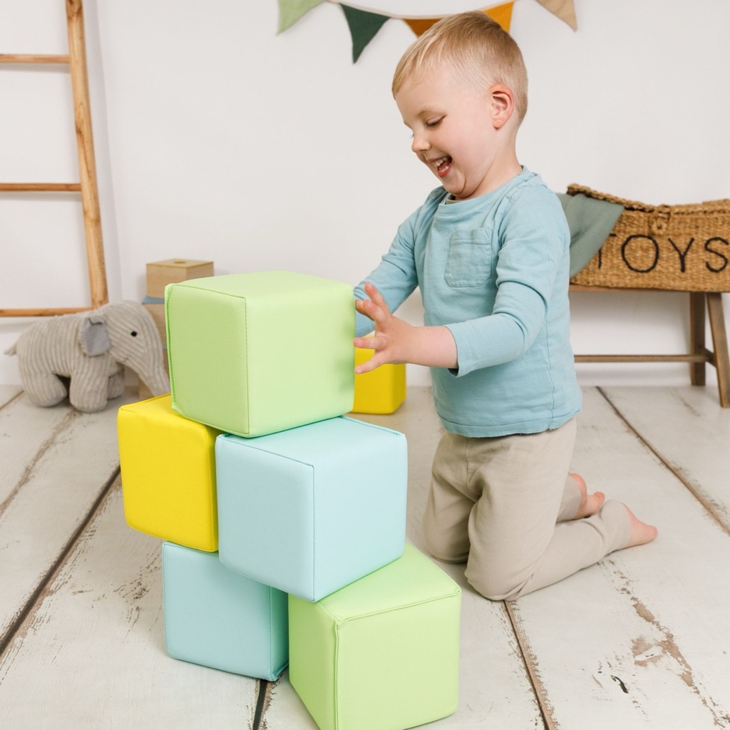 Softbausteine-Set mit 6 Würfeln aus Schaumstoff