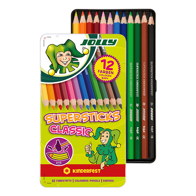 JOLLY Supersticks kinderfest CLASSIC, sort., 12er-3D-Metalletui